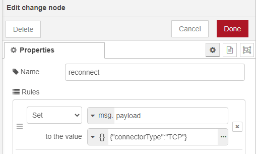 Change node configuration