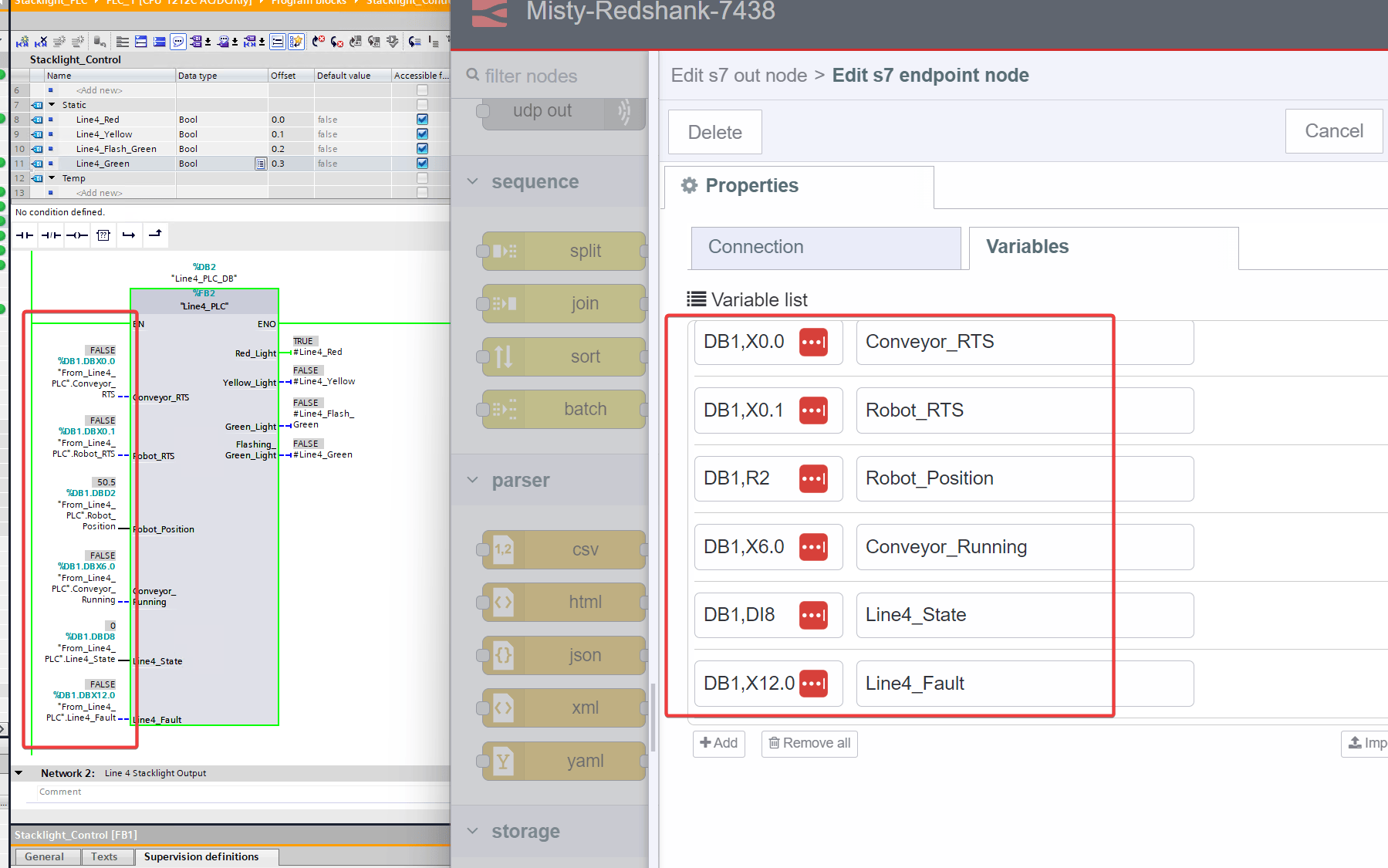 "Screenshot of s7 endpoint Variables"