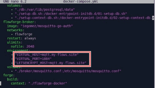 "Screenshot the terminal showing the updates made in 'docker-compose.yml' file"
