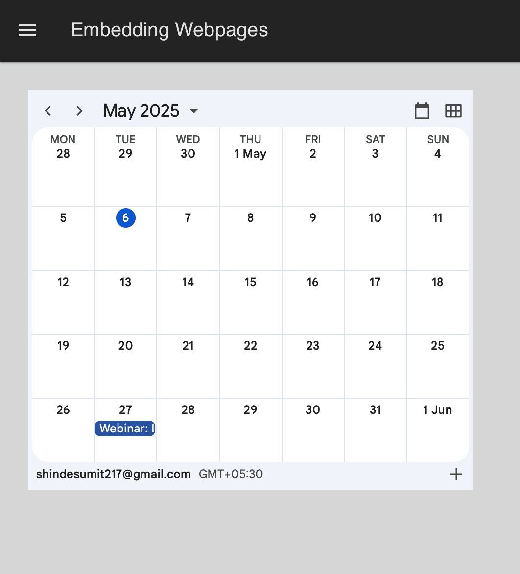 Google Calendar embedded in FlowFuse Dashboard