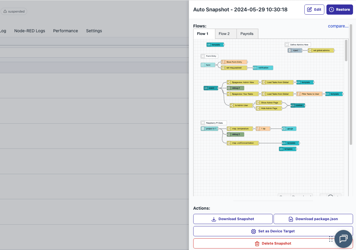 Image of updated Snapshots user interface