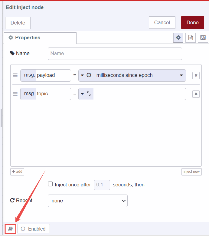 Image showing option to access the node's help document